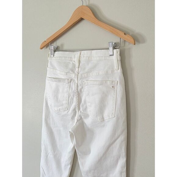 Madewell 10" High Rise Skinny Crop Jeans Button Fly Frayed Hem White Denim 26 - Picture 5 of 7